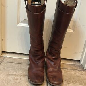 Frye Paige Cognac Knee-High Pull-On Leather Boots